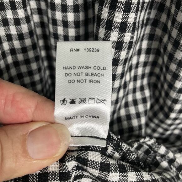 Pomander Place Tuckernuck Abigail Dress Womens M Black Gingham Babydoll Cottage - Picture 10 of 10